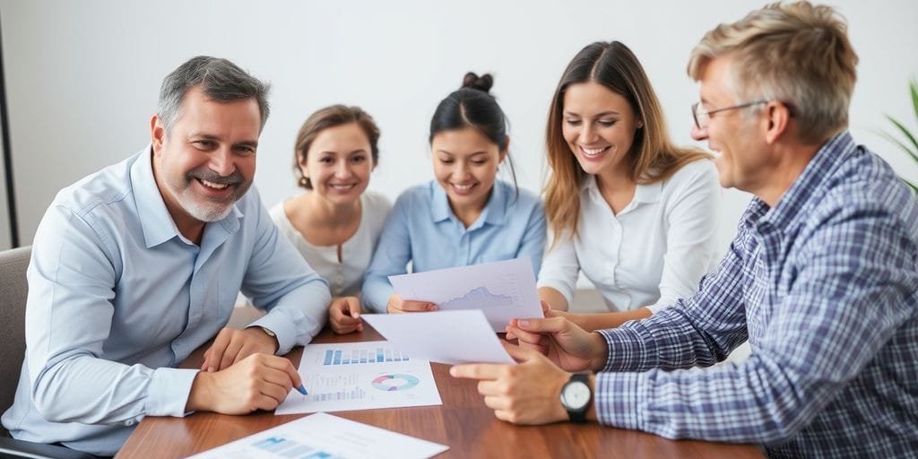 Family with advisor discussing financial planning