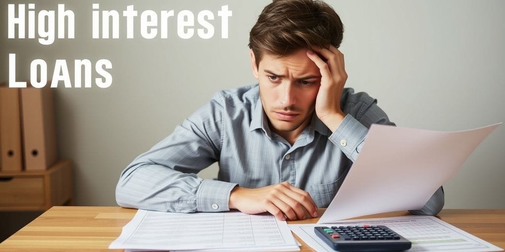 Person stressed over financial documents and calculator.
