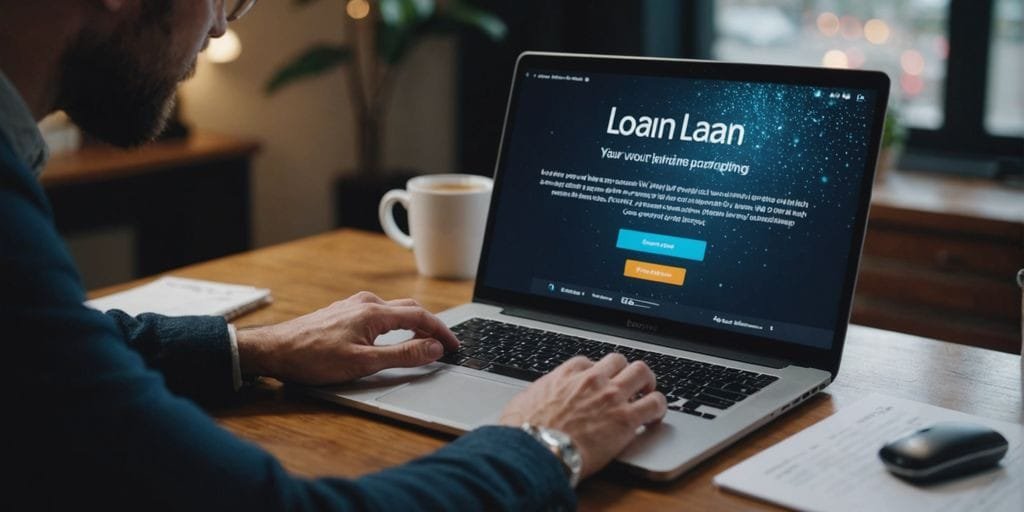 Applying for an online loan on a laptop