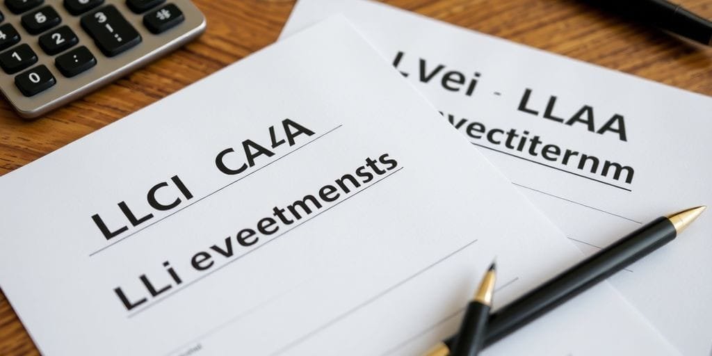 Documentos financeiros e calculadora sobre a mesa.