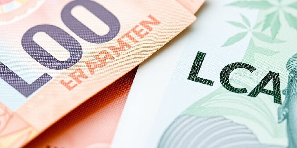 Notas de banco diferentes lado a lado.